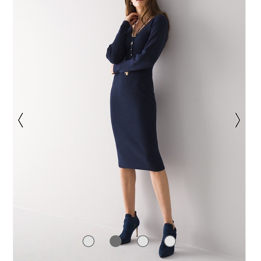 White House Black Market Drama-Sleeve Sweater Dress